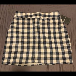 Blue and white gingham mini skirt